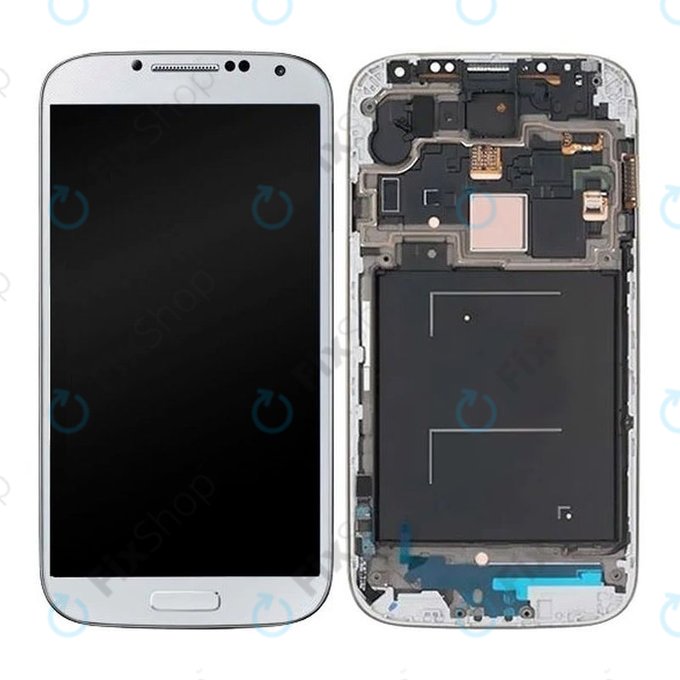 Wyświetlacz OLED do Samsung S4 i9500, Ekran dotykowy z ramką, White Frost