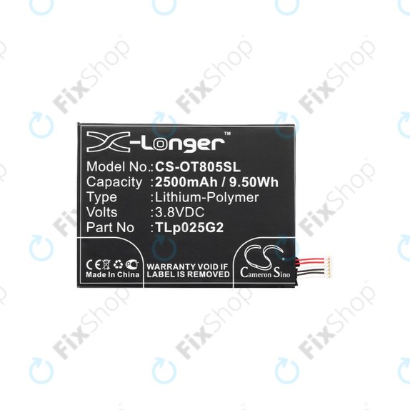 Bateria do Alcatel One Touch Pixi 8", 2500mAh, Li-Pol, 3.8V, TLp025G2, HQ