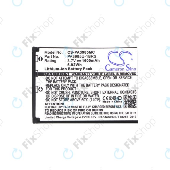 Bateria do Toshiba Camileo X200, X400, 1600mAh, Li-Ion, 3.7V, PA3985, HQ