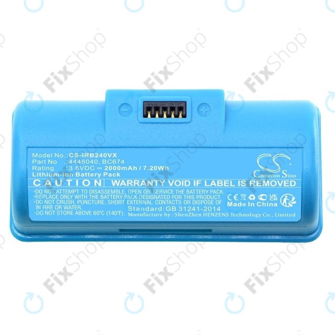 Bateria do iRobot Braava Jet 240, 241, 244, 245, Mopping Robot, 4446040, BC674, Li-Ion, 3,6V 2000mAh, HQ