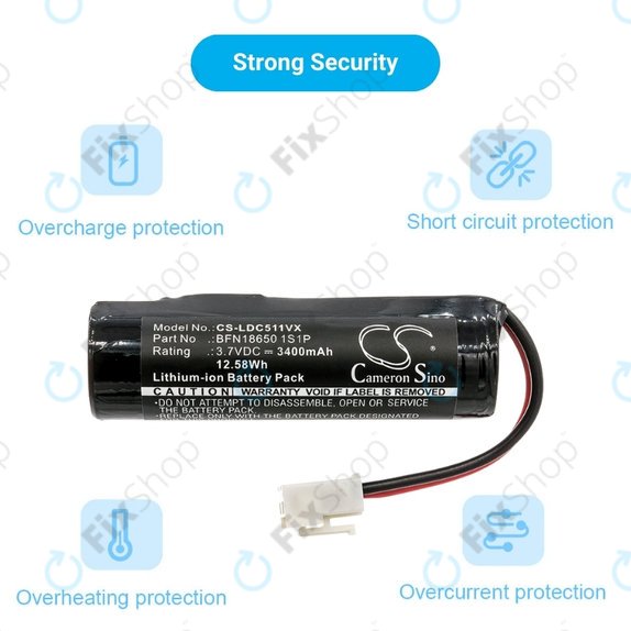 Bateria do Leifheit Dry&Clean 51000, 51002, 51113, 51114, BFN18650, 1S1P, Li-Ion, 3.7V, 3400mAh, HQ