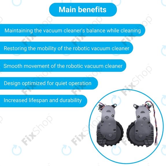 Koło z silnikiem do Xiaomi Roborock S5 Max, S6 Pure, S7, Prawy i Lewy, Szary, Grey