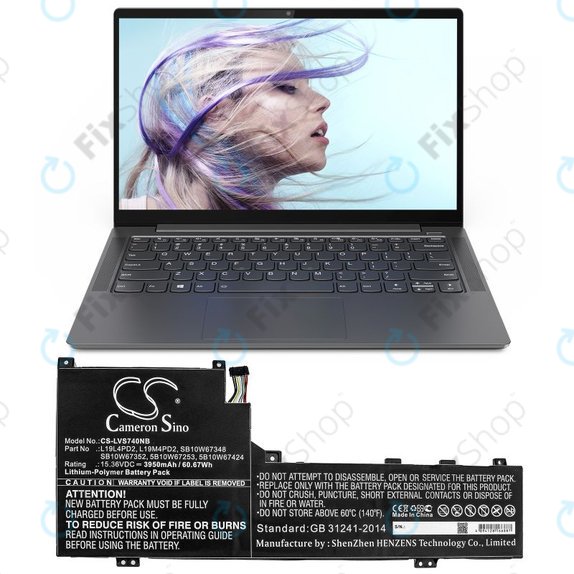 Bateria do Lenovo Yoga S740 14, IdeaPad S740-14IIL, 3950mAh, Li-Pol, 15.36V, L19L4PD2, HQ
