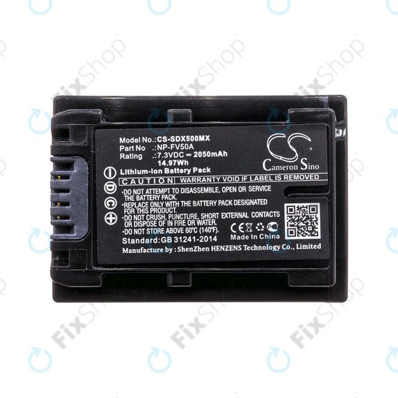 Bateria do Sony Fdr-Ax33, Sony Fdr-Ax40, Sony Fdr-Ax45, Sony Fdr-Ax, 2050mAh, Li-Ion, 7.3V, NP-FV50A, HQ