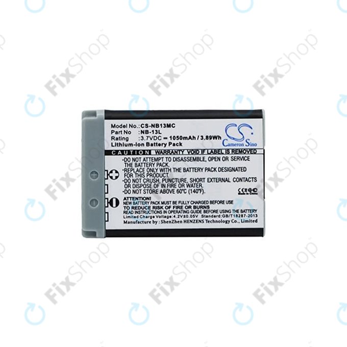Bateria do Canon Powershot G5X, G7X, G7X M2, G7X M3, G9X, G9X M2, PowerShot SX620HS, SX720HS, SX730HS, SX740HS, NB-13L, Li-Ion, 1050mAh, HQ