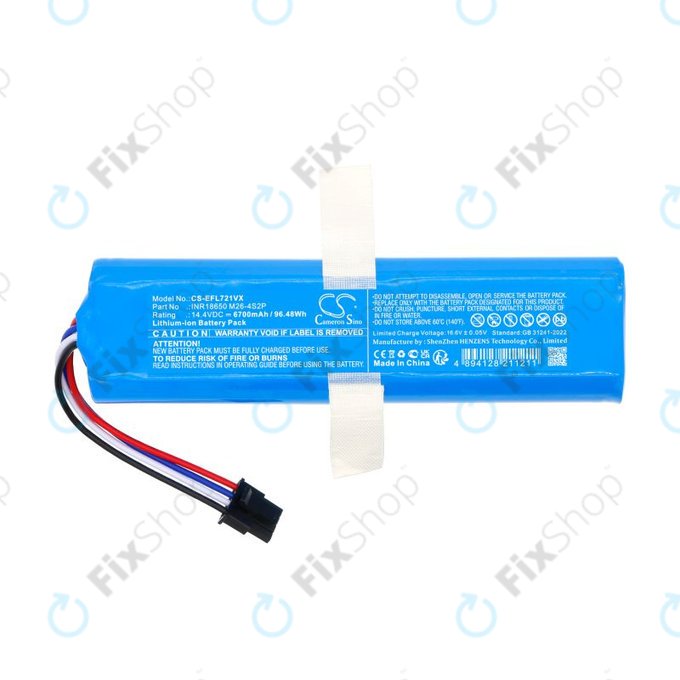 Bateria do 360 S6 Pro, S9, X90, X95, Eufy Robovac L70 Hybrid, 6700mAh, Li-Ion, 14.4V, INR18650M26-4S2P, HQ
