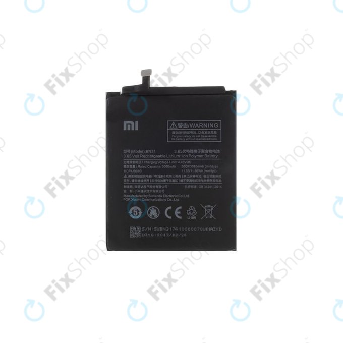 Bateria do Xiaomi Redmi Note 5A, Redmi S2 (Redmi Y2), BN31, 3080mAh, 46BN31G05014, Genuine Service Pack
