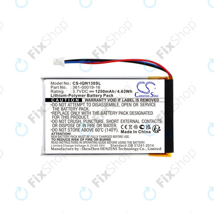 Bateria do Garmin Nüvi 1300, 1350, 1370, 1390, 1490, 1250mAh, Li-Pol, 3.7V, 361-00019-16, HQ