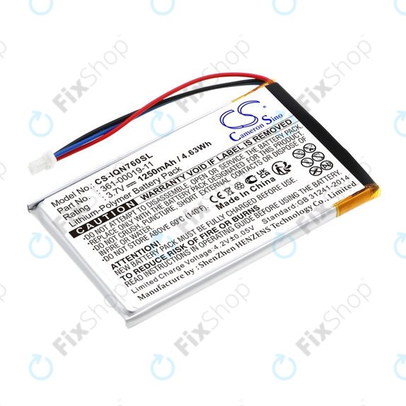 Bateria do Garmin Nüvi 700, 710, 760, 765, Nuvi 3590, 1250mAh, Li-Pol, 3.7V, 361-00019-11, HQ