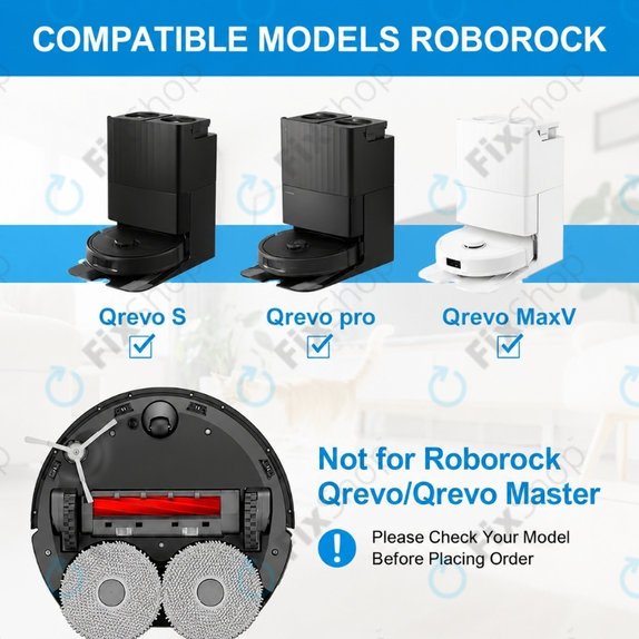 Zestaw części zamiennych do Roborock Qrevo MaxV, Pro, S (2x Główna szczotka, 4x Filtr, 4x Szczotka boczna, 8x Ściereczka mopująca, 4x Worek na kurz)