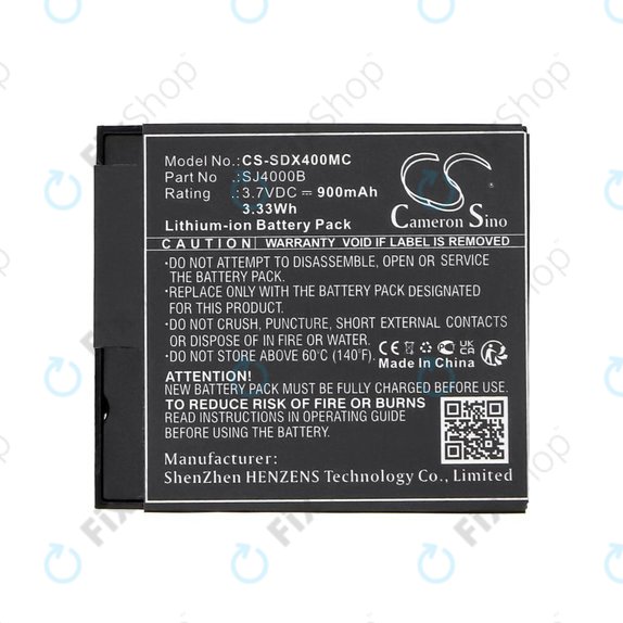 Bateria do SJCAM SJ4000, SJ5000, 900mAh, Li-Ion, 3.7V, SJ4000B, HQ