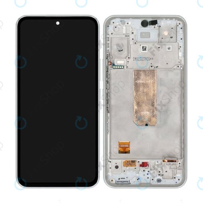 Wyświetlacz do Samsung A54 5G A546B, Ekran dotykowy z ramką, GH82-31231B, GH82-31232B, Biały, White, Genuine Service Pack