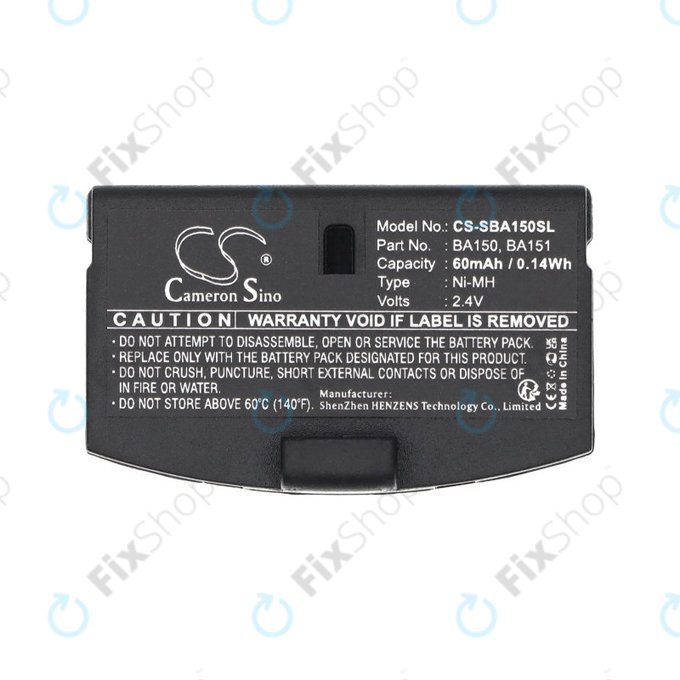 Bateria do Sennheiser, 60mAh, Ni-MH, 2.4V, BA150, HQ