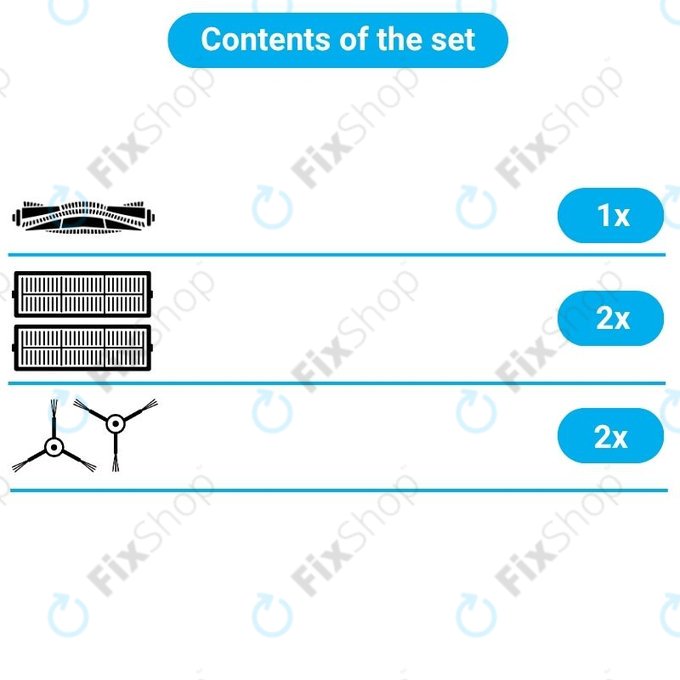 Zestaw części zamiennych do Xiaomi Mi Robot Vacuum Mop (Mijia 1C), 2 (Mijia 2C) 2 Pro+ (Mijia 1T) (1x Główna szczotka, 2x Filtr, 2x Szczotka boczna)