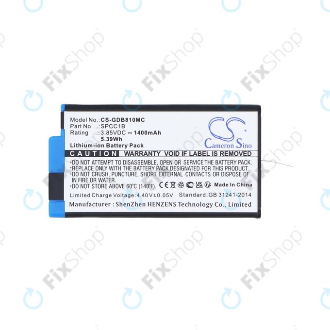 Bateria do GoPro Max, Max 360, Acbat-001, 1400mAh, Li-Ion, 3.85V, SPCC1B, HQ