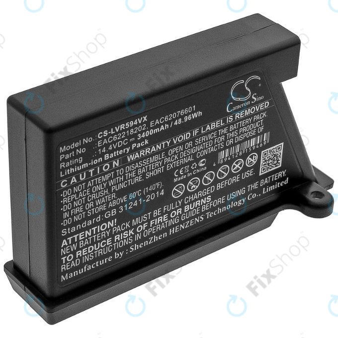 Bateria do LG HomBot-series, VR-series, EAC62218202, EAC62076601, Li-Ion, 14.4V, 3400mAh, HQ
