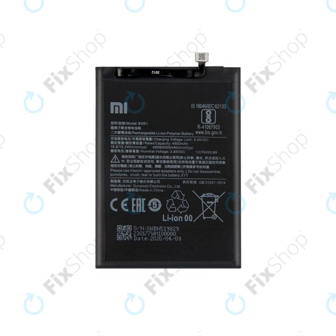 Bateria do Xiaomi Redmi 8, 8A, BN51, 5000mAh, 46BN51W02093, Genuine Service Pack