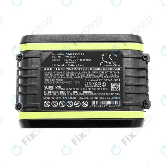 Bateria do Worx WX800.9 MAX, WX-JCR.9, 4950mAh, Li-Ion, 20V, WA3551.1, HQ