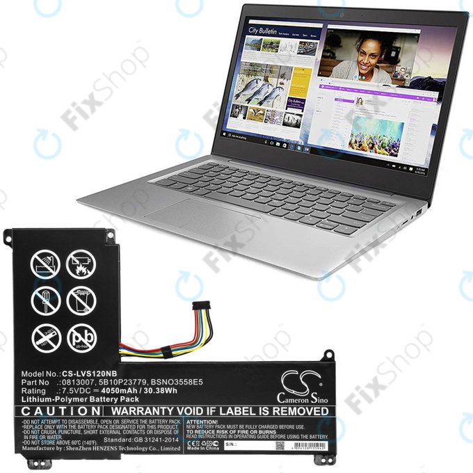 Bateria do Lenovo IdeaPad 120S, 4050mAh, Li-Pol, 7.5V, 0813007, HQ