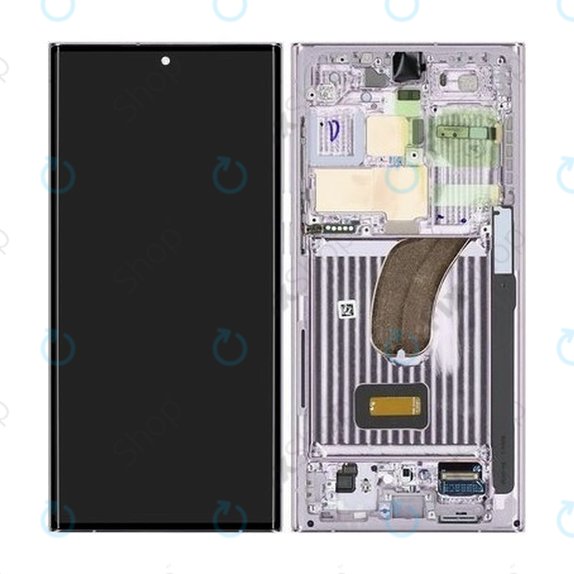 Wyświetlacz do Samsung S23 Ultra S918B, Ekran dotykowy z ramką, Lawendowy, Lavender, GH82-30466D, GH82-30465D, Genuine Service Pack