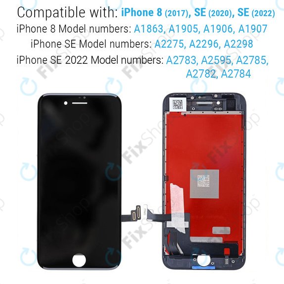Zestaw wyświetlacza LCD TFT Refurbished PRO do iPhone 8 | SE (2020) | SE (2022) | Czarny