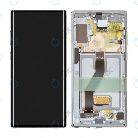 Wyświetlacz do Samsung Note 10 Plus, Ekran dotykowy z ramką, GH82-20838B, G82-20900B, Aura White, Genuine Service Pack