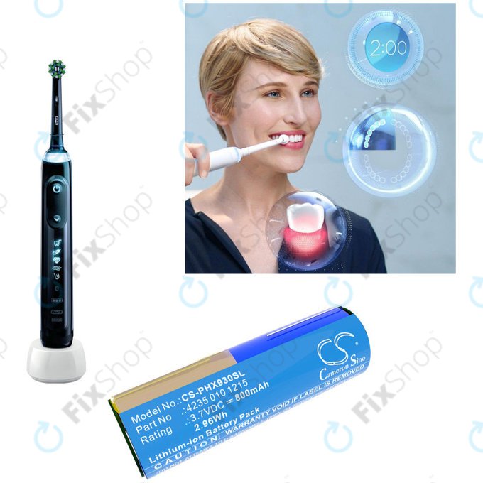 Bateria do Oral-B Genius X, Smart 6000, Philips Diamondclean, Easyclean, 800mAh, Li-Ion, 3.7V, 4235 010 13068, HQ