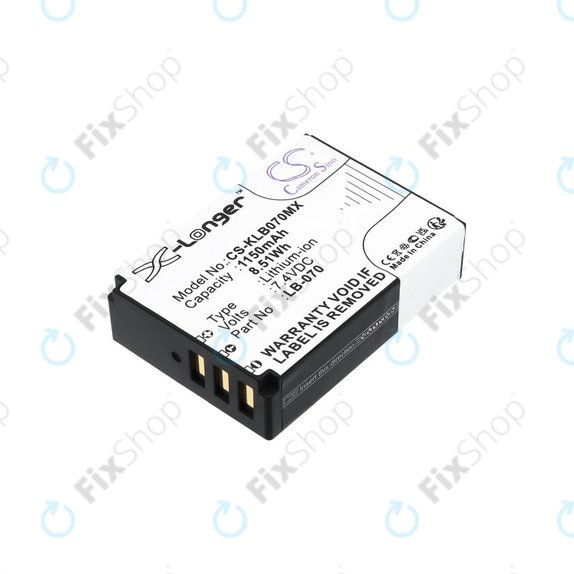 Bateria do Kodak PIXPRO S1, AZ651, AZ652, AZ901, 1150mAh, Li-Ion, 7.4V, LB-070, HQ