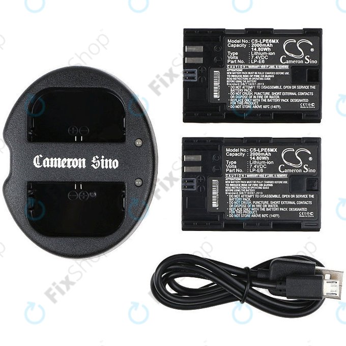 2 μπαταρίες με φορτιστή γιαCanon EOS 5D Mark II, EOS 7D, 2000mAh, Li-Ion, 7.4V, LP-E6, HQ