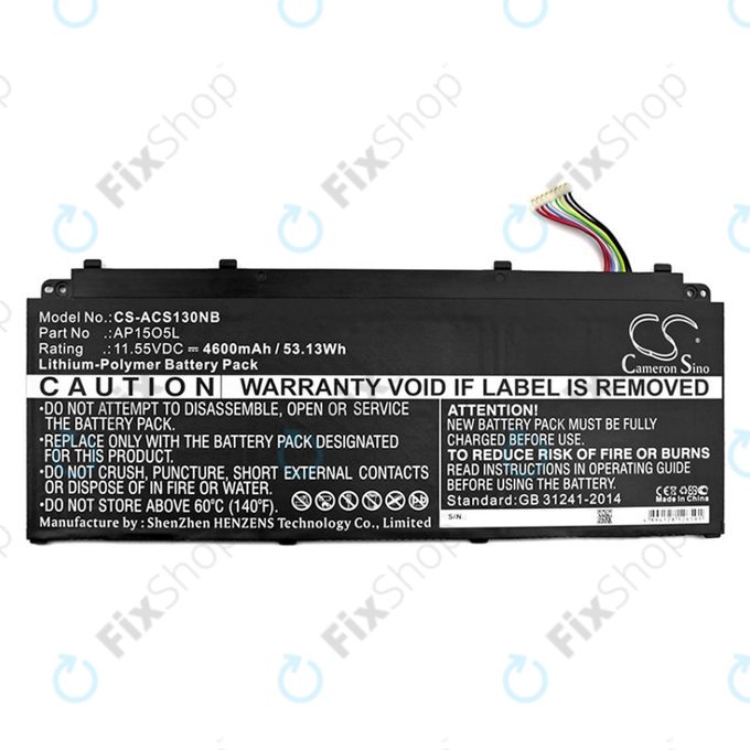 Bateria do Acer Aspire S13, Chromebook R13, 4600mAh, Li-Pol, 11.55V, AP15O3K, HQ