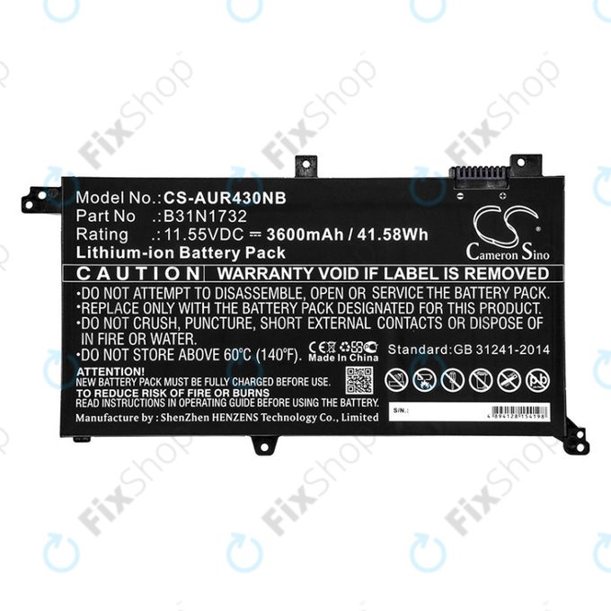 Bateria do Asus VivoBook S14, S430FA, 3600mAh, Li-Ion, 11.55V, B31N1732, HQ