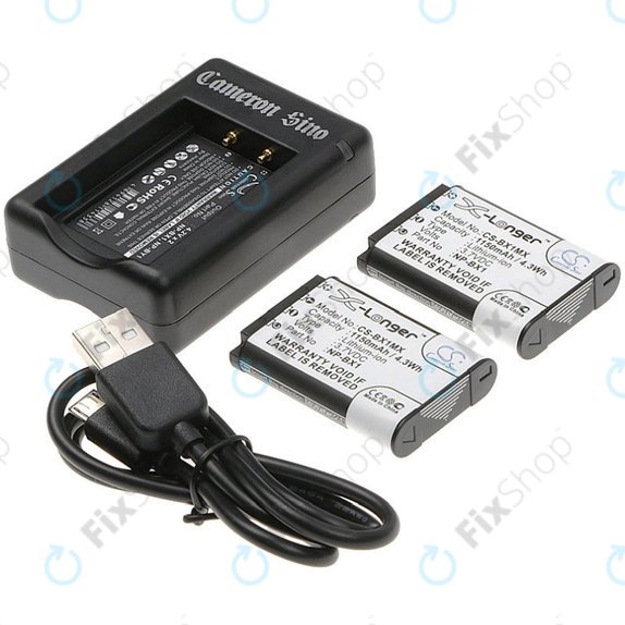 2 μπαταρίες με φορτιστή γιαSony Cyber-shot DSC-RX100, Cyber-shot DSC-WX300B, 1150mAh, Li-Ion, 7.4V, NP-BX1, HQ