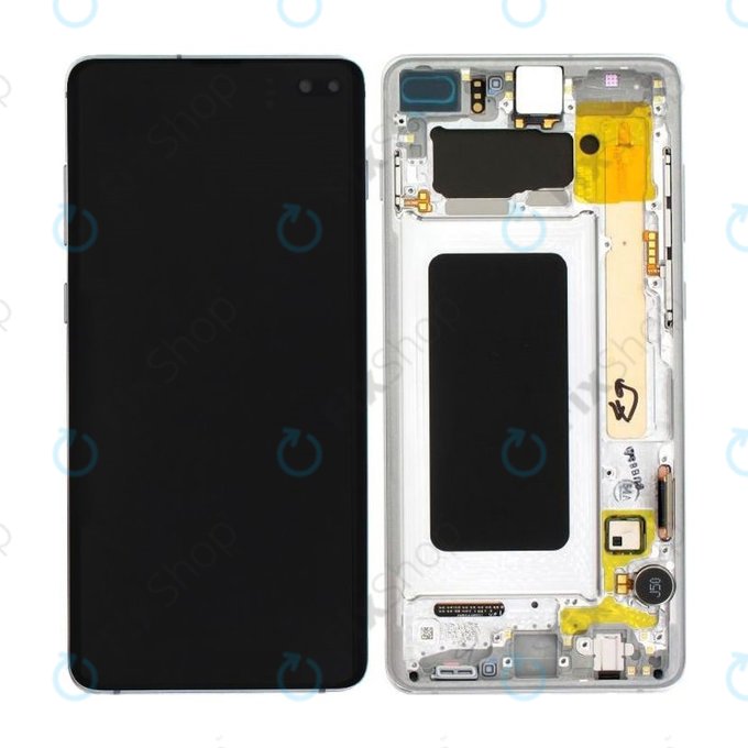 Wyświetlacz do Samsung S10 Plus G975F, Ekran dotykowy z ramką, GH82-18849B, GH82-18834G, GH82-18849G, GH82-18834B, Prism White, Genuine Service Pack