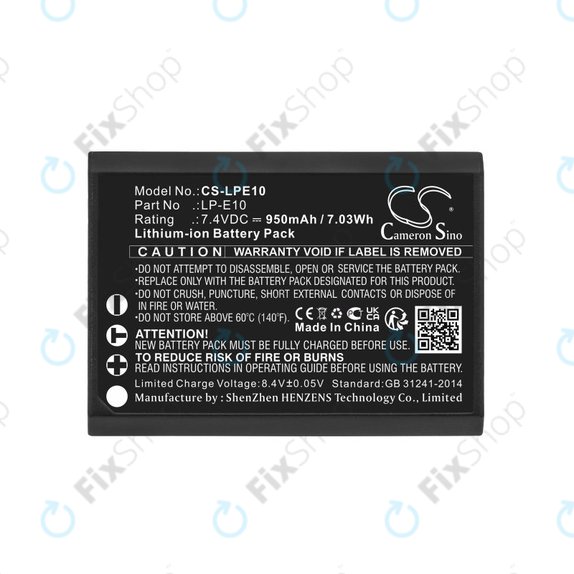 Bateria do Canon EOS 1100D, EOS 1300D, 950mAh, Li-Ion, 7.4V, LP-E10, HQ