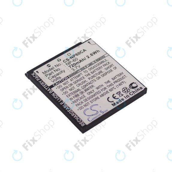 Bateria do Casio Exilim Zoom EX-Z19, EX-Z85, EX-Z9, 720mAh, Li-Ion, 3.7V, NP-60, HQ