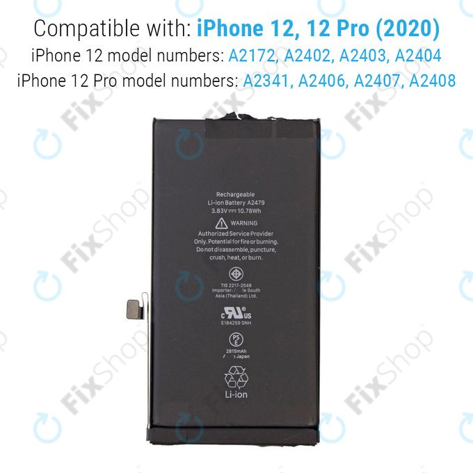 Bateria dla iPhone 12, 12 Pro, 2815mAh