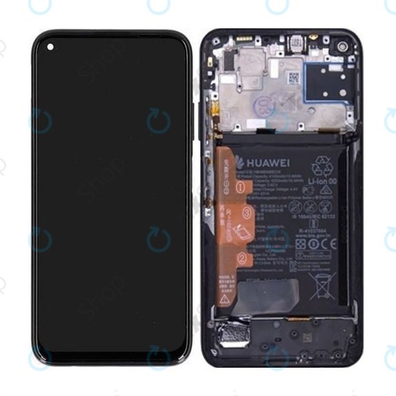 Wyświetlacz do Huawei P40 Lite, Ekran dotykowy z ramką i baterią, 02353KFU, Midnight Black, Genuine Service Pack