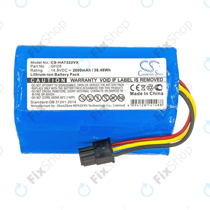 Bateria do Fomt R620c, Haier T322, J300s, Liectroux DH860, TCL S15, Tomefon, 2600mAh, Li-Ion, 14.8V, GH28, HQ