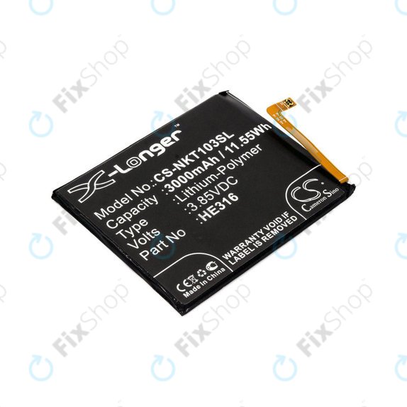 Bateria dla Nokia 6, 3000mAh, Li-Pol, 3.85 V, HE316, HQ