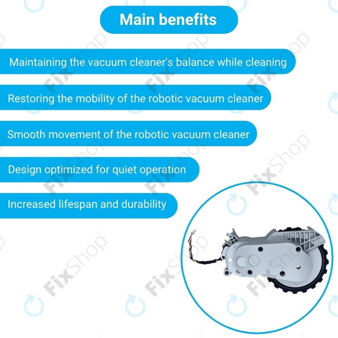 Koło z silnikiem do Xiaomi Mijia E10, E12, Mi Robot Vacuum Mop 2 Lite, 2 Pro, Left, Biały, White