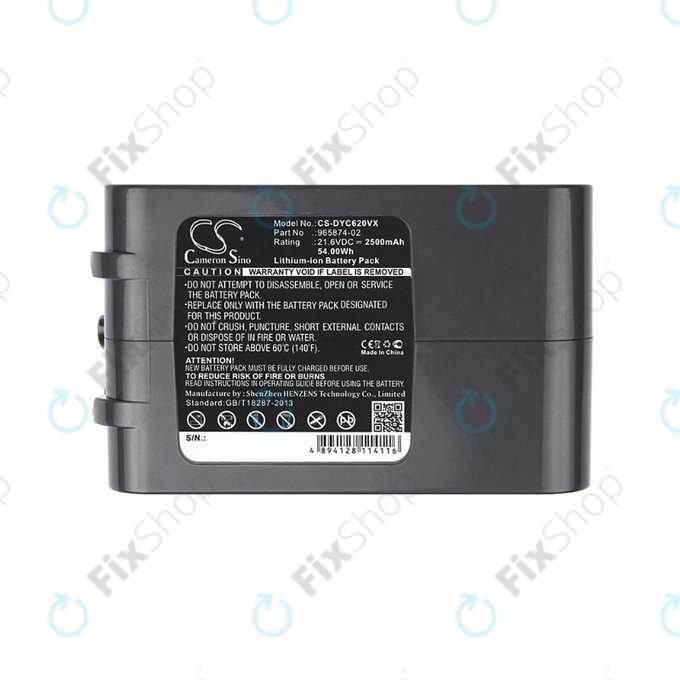 Bateria do Dyson DC-seria, V6, 965874-02, Li-Ion, 21,6V 2500mAh, HQ