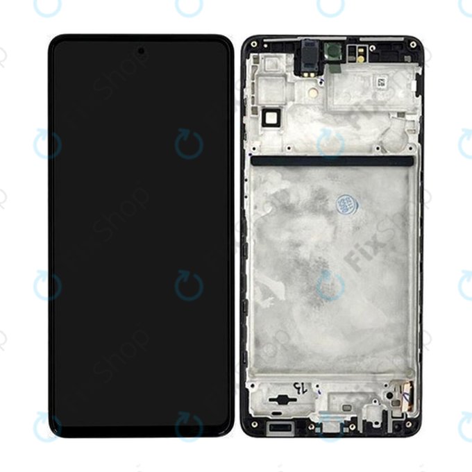 Wyświetlacz do Samsung M53 5G M536B, Ekran dotykowy z ramką, Czarny, Black, TFT