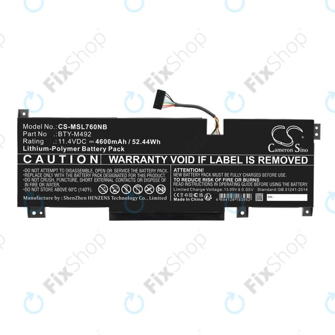 Bateria do MSI Pulse GL76, Katana GF66, Bravo 15, Crosshair 17, 4600mAh, Li-Pol, 11.4V, BTY-M492, HQ