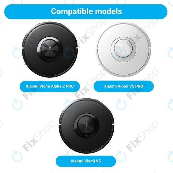 Zestaw części zamiennych do Xiaomi Viomi Alpha 2 PRO, V5 PRO, V5 (1x Szczotka główna, 2x Filtry, 2x Szczotki boczne)