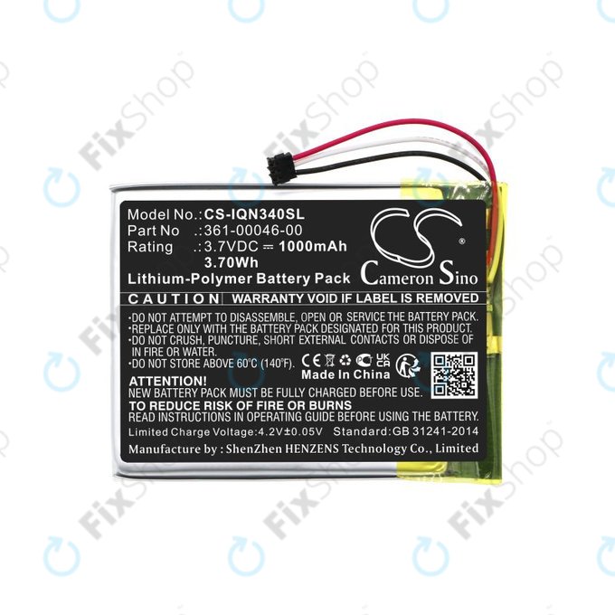 Bateria do Garmin Dash Cam 20, Nuvi 3400, 1000mAh, Li-Pol, 3.7V, 361-00046-00, HQ