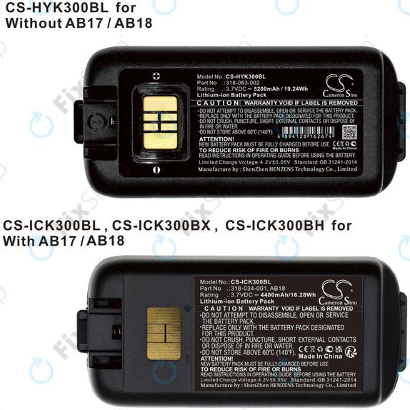 Bateria do Intermec CK3, CK3A, CK3X, CK3R, CK3C, CK3C1, CK3N, 5200mAh, Li-Ion, 3.7V, 318-034-001, HQ