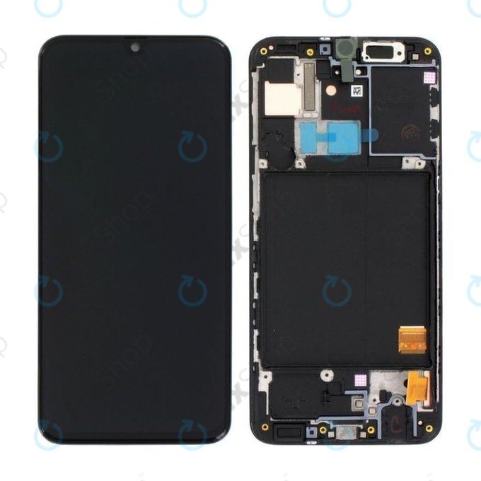 Wyświetlacz do Samsung A40 A405F, Ekran dotykowy z ramką, GH82-19672A, GH82-19674A, Czarny, Black, Genuine Service Pack