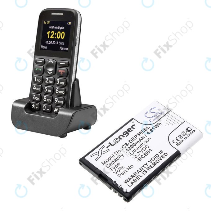 Bateria do Doro Primo 365, 1300mAh, Li-Ion, 3.7V, RCB01, HQ