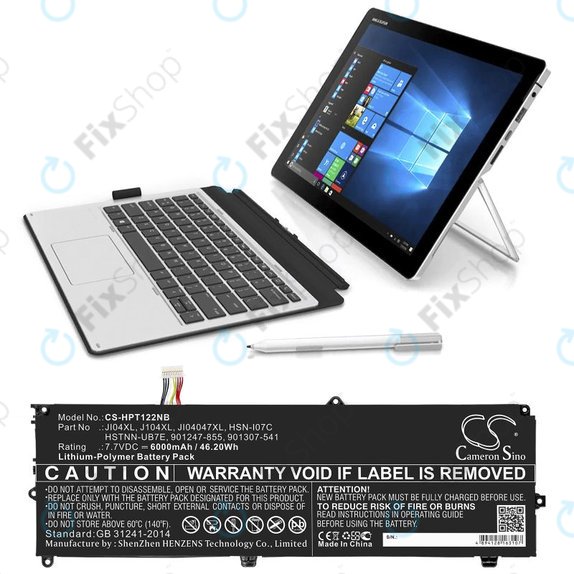 Bateria do HP Elite X2 1012 G2, 6000mAh, Li-Pol, 7.7V, JI04XL, HQ