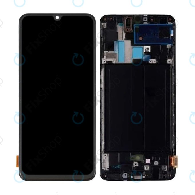 Wyświetlacz OLED do Samsung A70 A705F, Ekran dotykowy z ramką, Czarny, Black